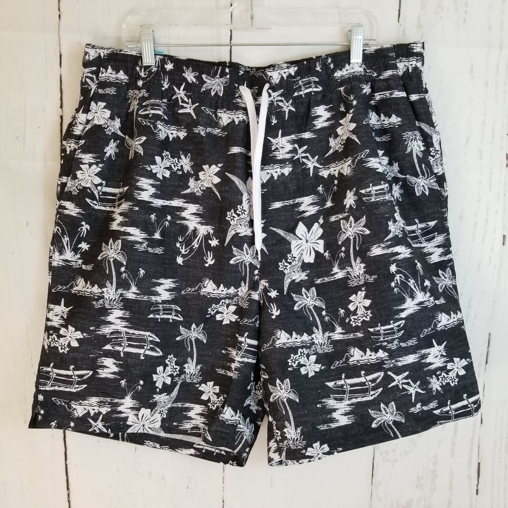 AD HOC Ocean Wear Board Shorts Sz XL Black White